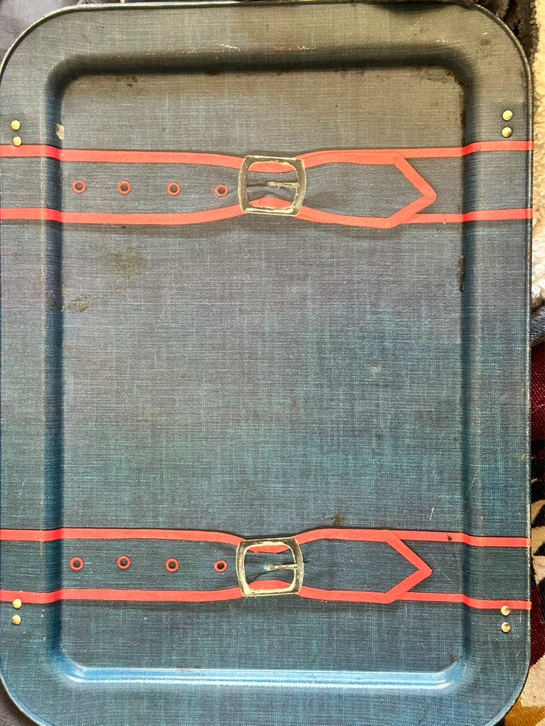 Vintage metal denim fold up tv lap tray - photo 2