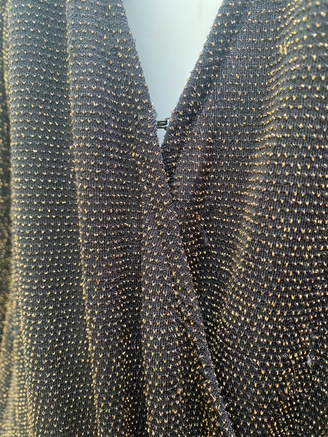 DYNAMITE Black & Gold Sparkle Long Sleeve Faux Wrap Dress - photo 3
