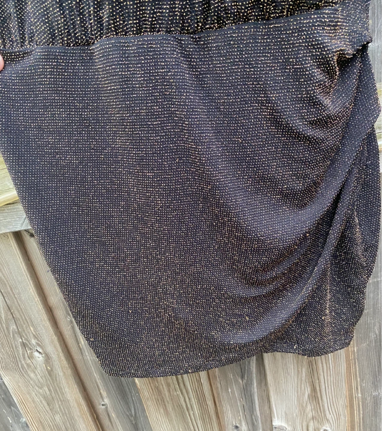 DYNAMITE Black & Gold Sparkle Long Sleeve Faux Wrap Dress - photo 4