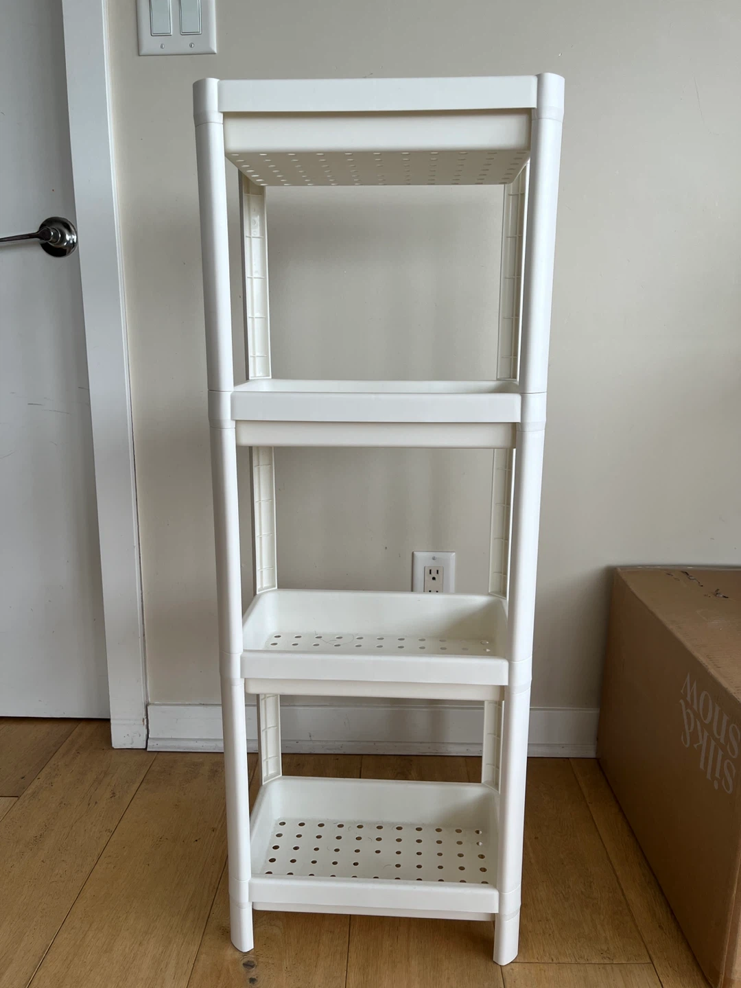 White 4-Tier Plastic Storage Shelf Unit - photo 2
