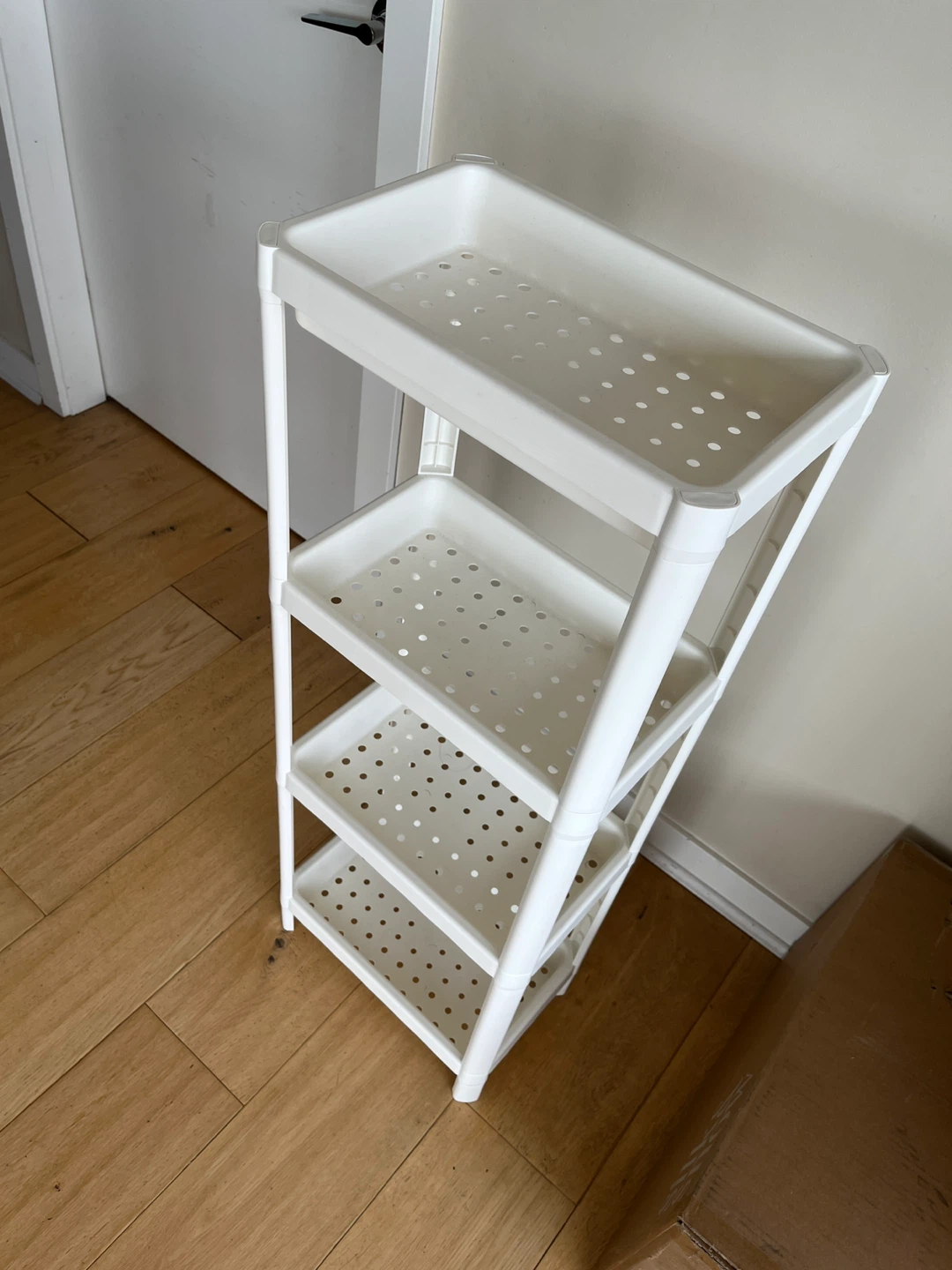 White 4-Tier Plastic Storage Shelf Unit - photo 3