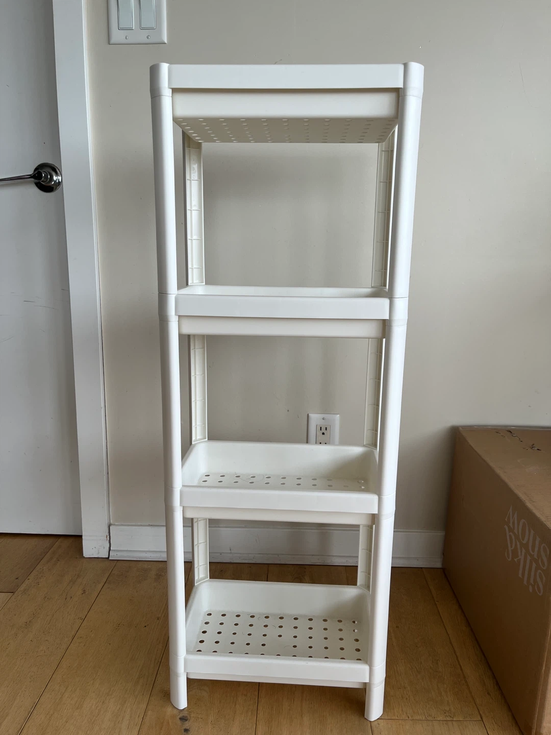 White 4-Tier Plastic Storage Shelf Unit