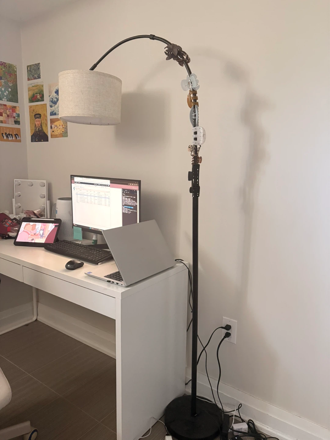 Arc Floor Lamp with Linen Shade