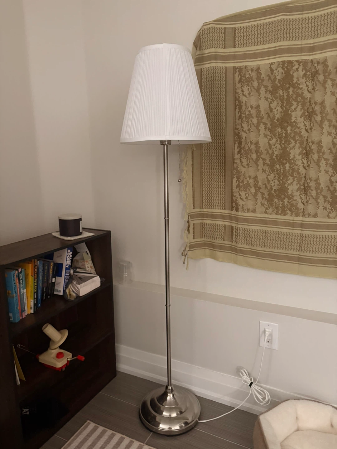 Floor Lamp with White Pleated Shade