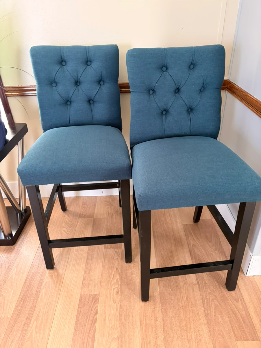 Set of 4 Teal Tufted Counter Stools - photo 2