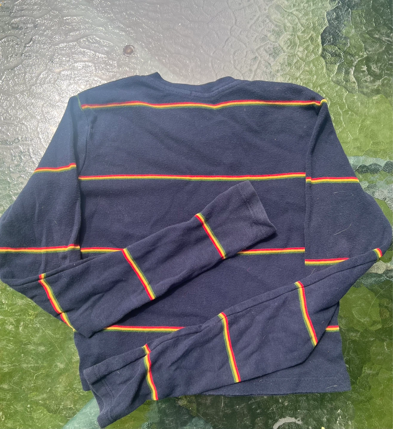 Brandy Melville Navy Blue Striped Long Sleeve Crewneck Tee - photo 2