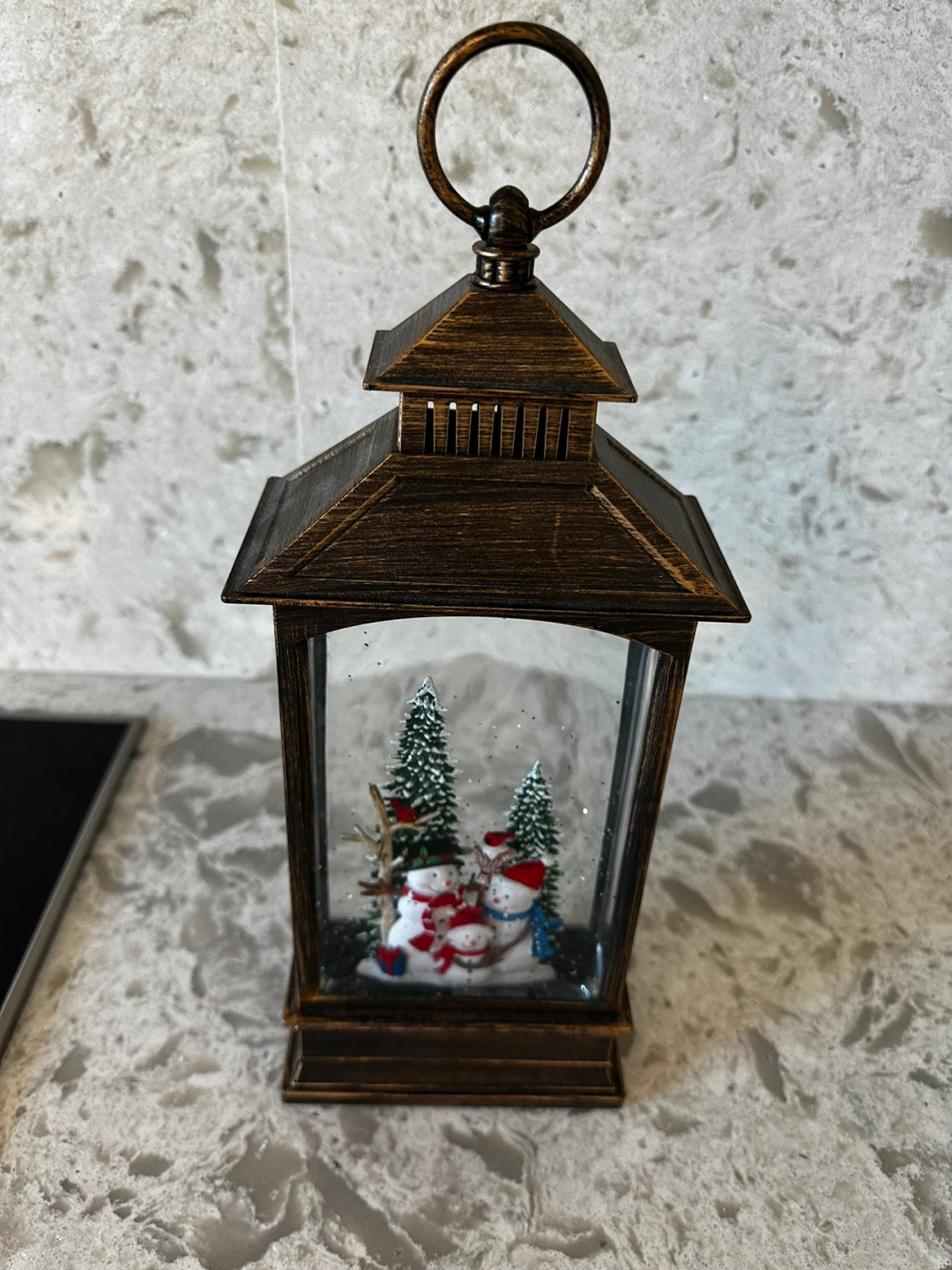 Christmas Snowman Lantern with Trees