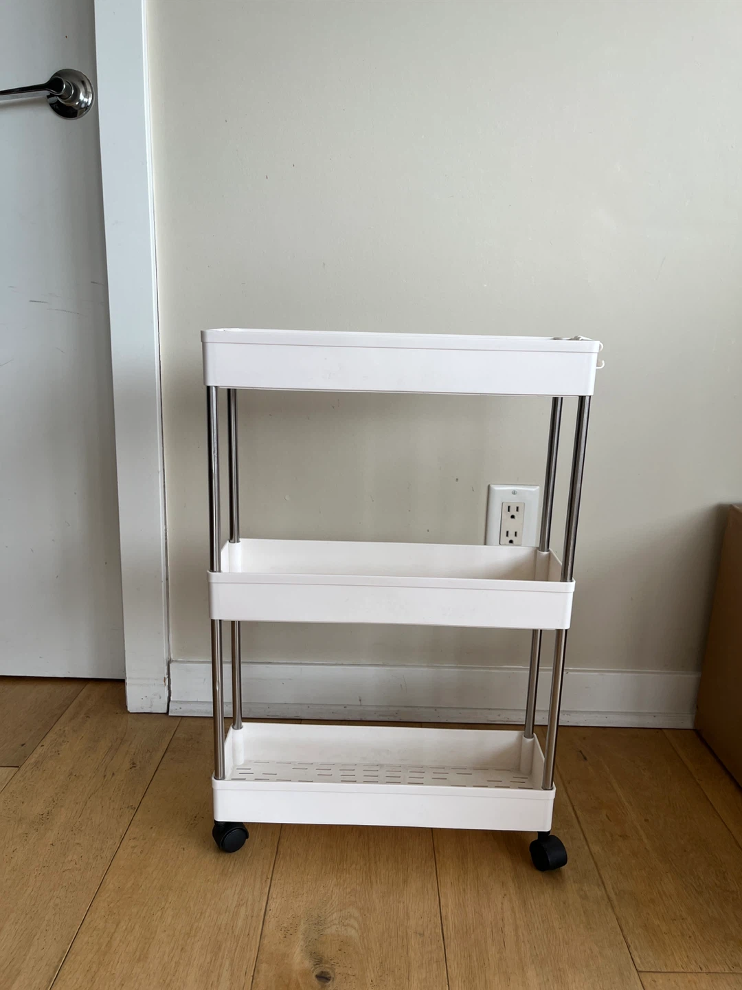 White 3-Tier Rolling Slim Storage Cart - photo 2