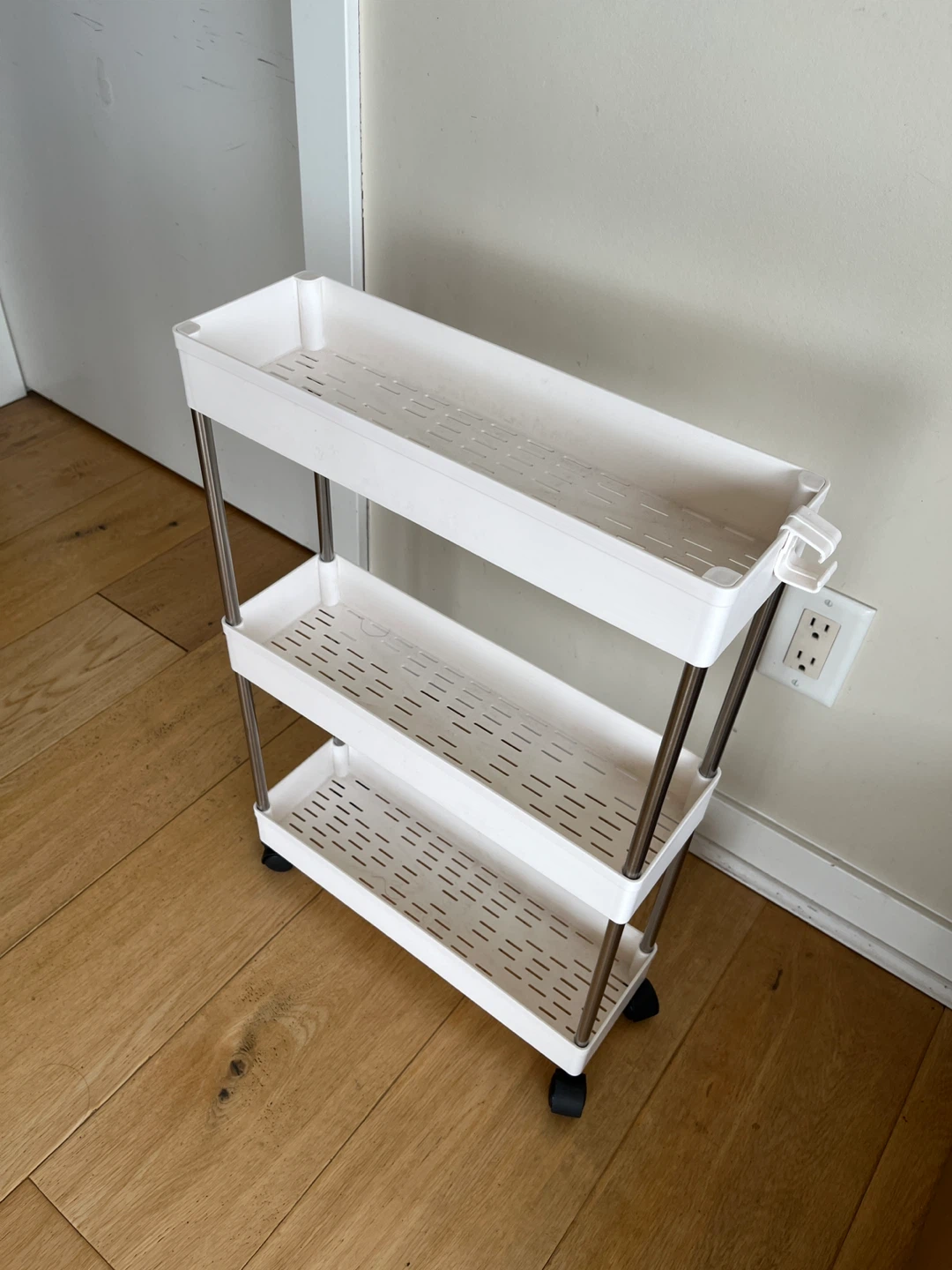 White 3-Tier Rolling Slim Storage Cart