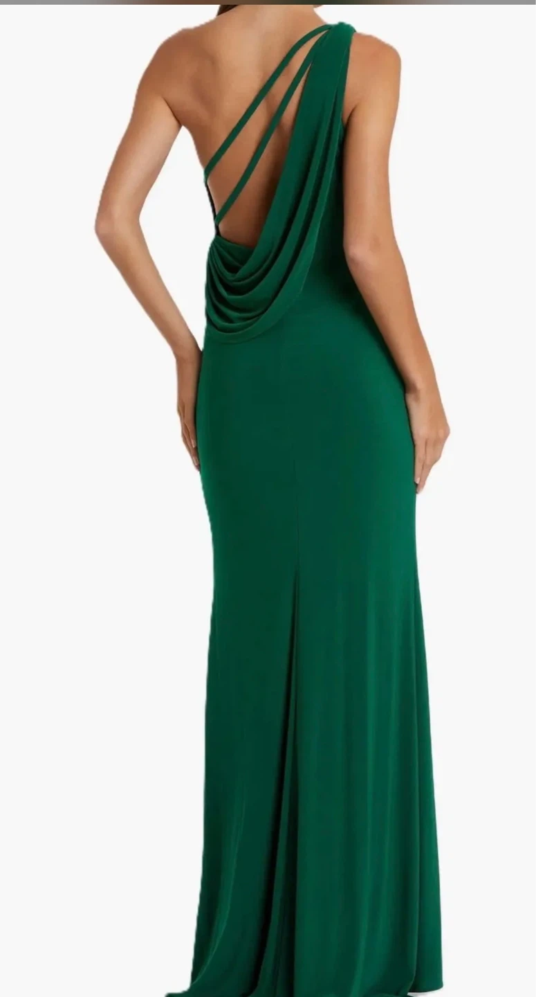 Women's Green One-Shoulder Slit Maxi Dress - photo 2
