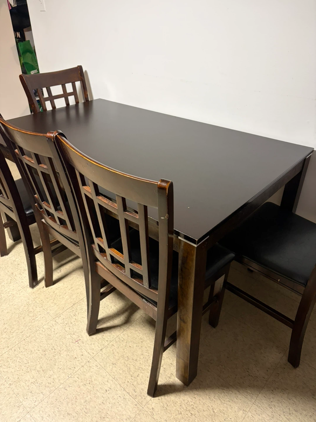 Dark Wood Dining Table with 4 Chairs - photo 2