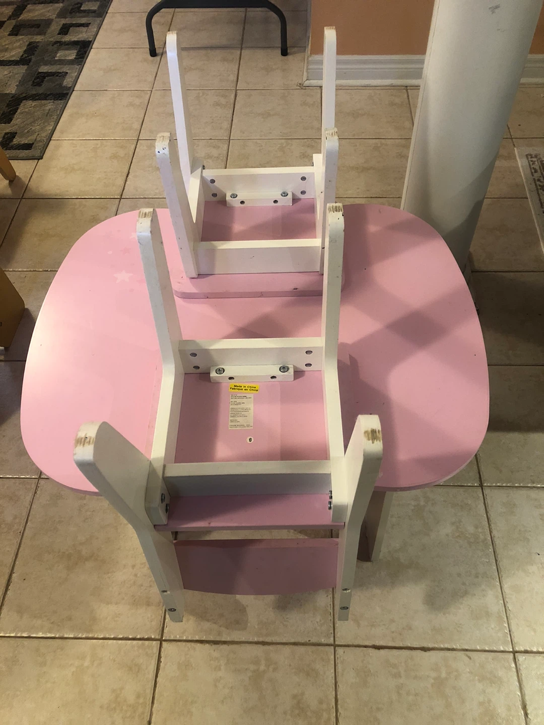 Pink Kids Double Desk and Chair Set - photo 2