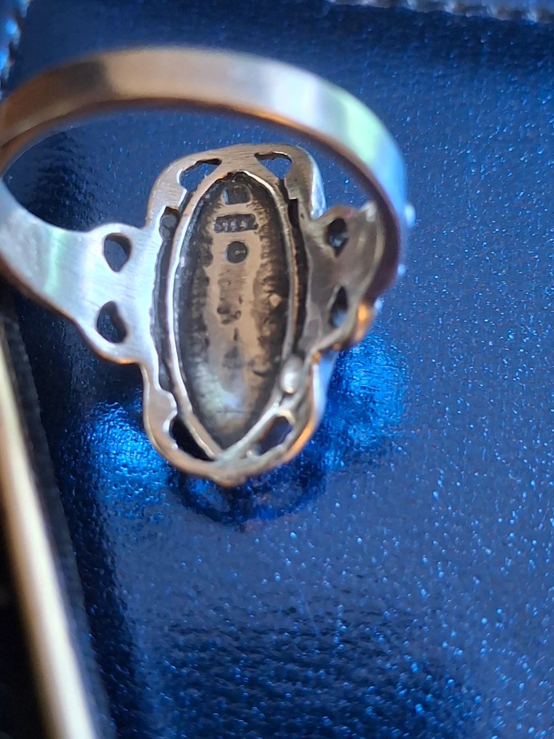 Vintage orange oval stone ring (sterling silver, stamped) - photo 4
