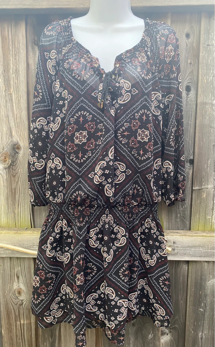 DYNAMITE Women's Black Paisley Print Dress, Size M