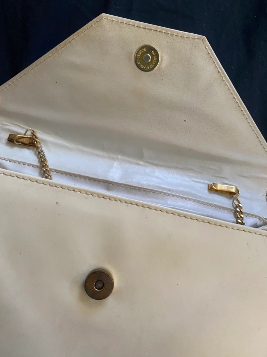 Cream Envelope Clutch Bag with Gold Chain - photo 2