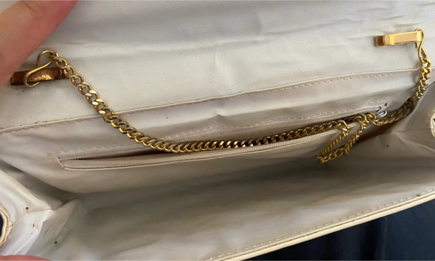 Cream Envelope Clutch Bag with Gold Chain - photo 3