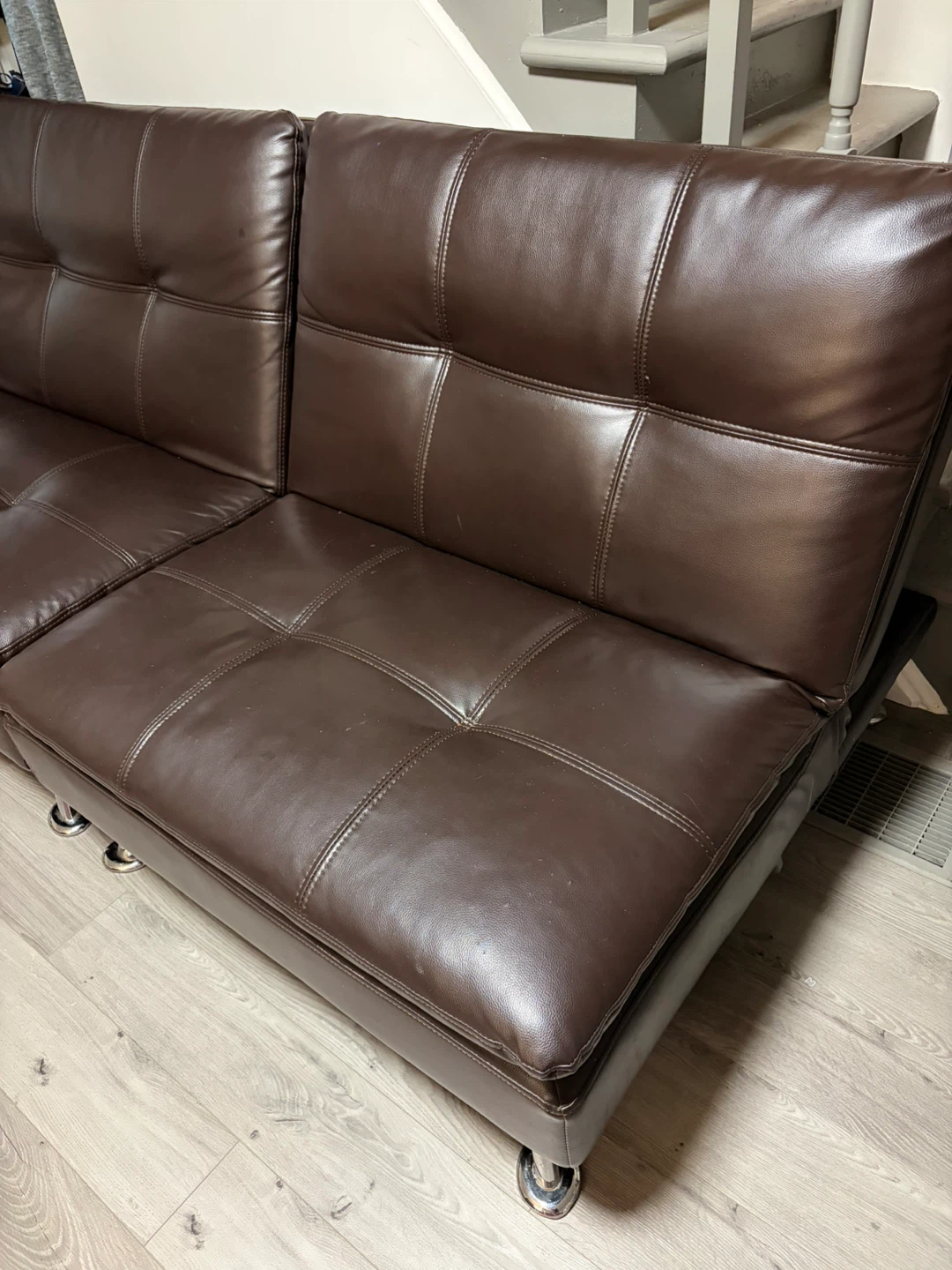 Brown Faux Leather Sofa - photo 4