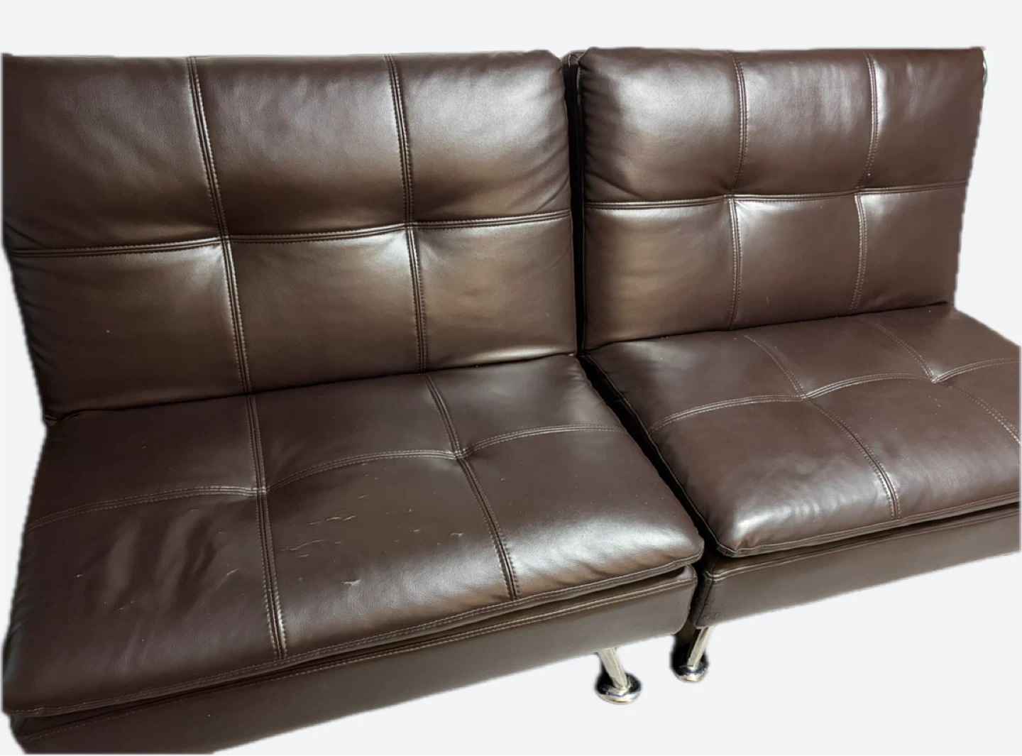 Brown Faux Leather Sofa