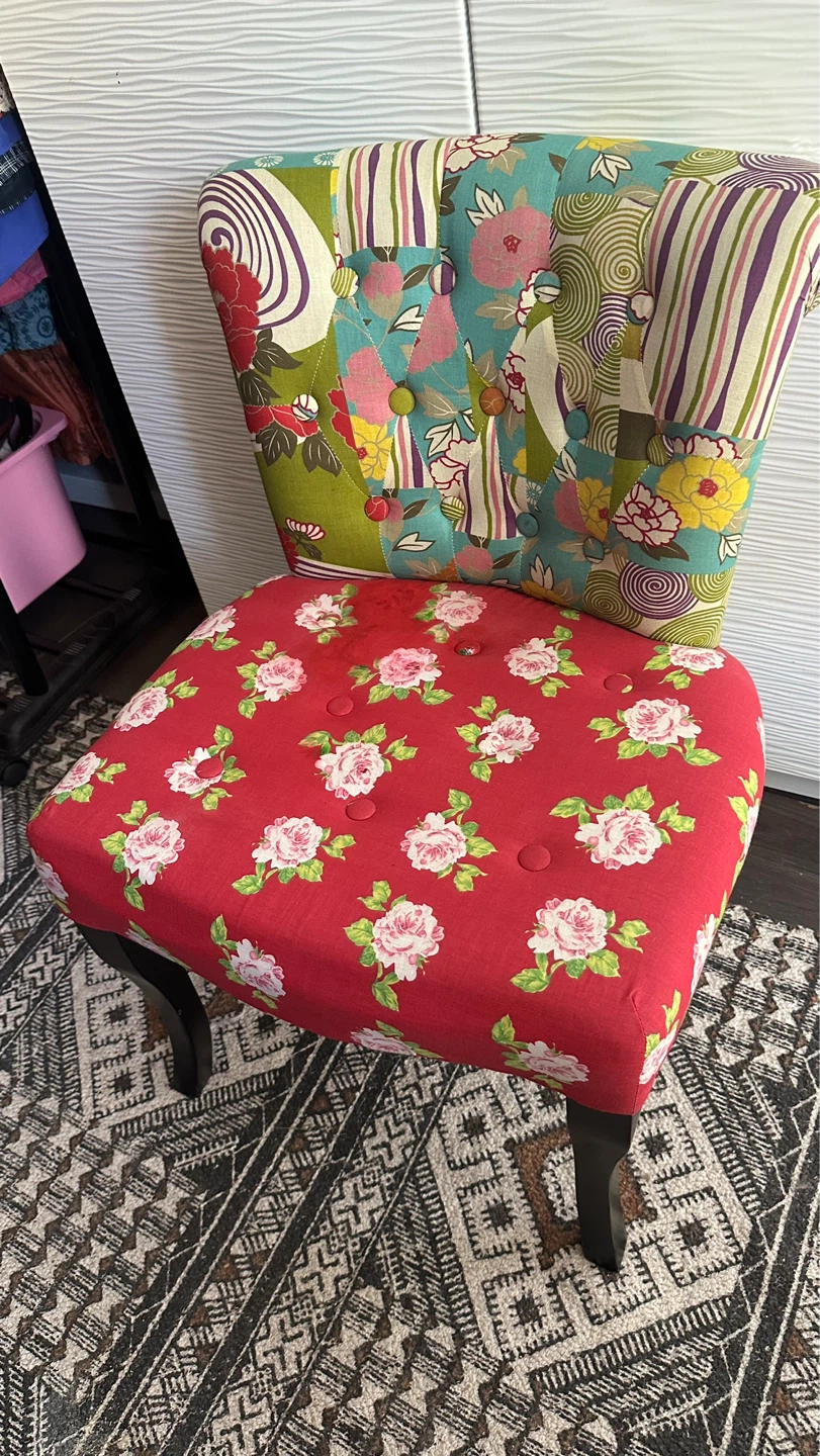 🌈 Eclectic Patchwork Accent Chair – Vibrant, Unique & Cozy