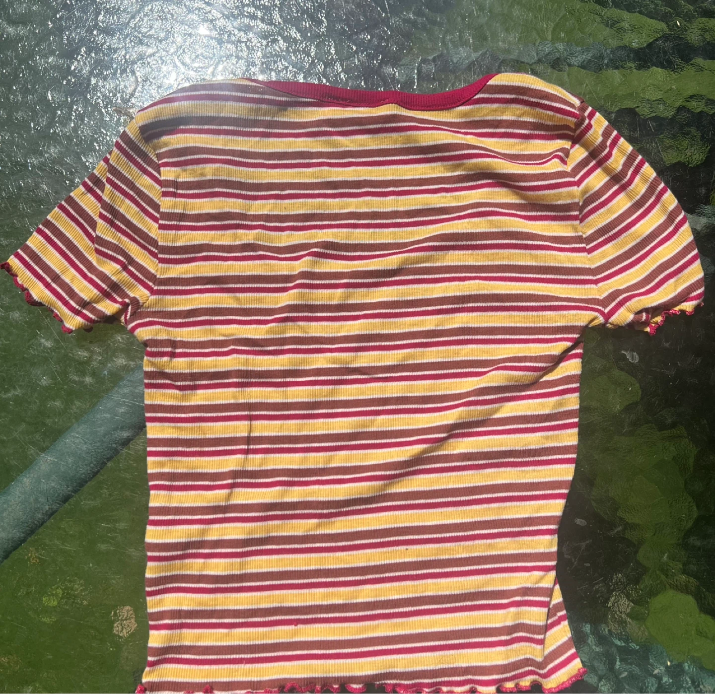Razzle Dazzle Striped Lettuce-Edge Crop Top - photo 2