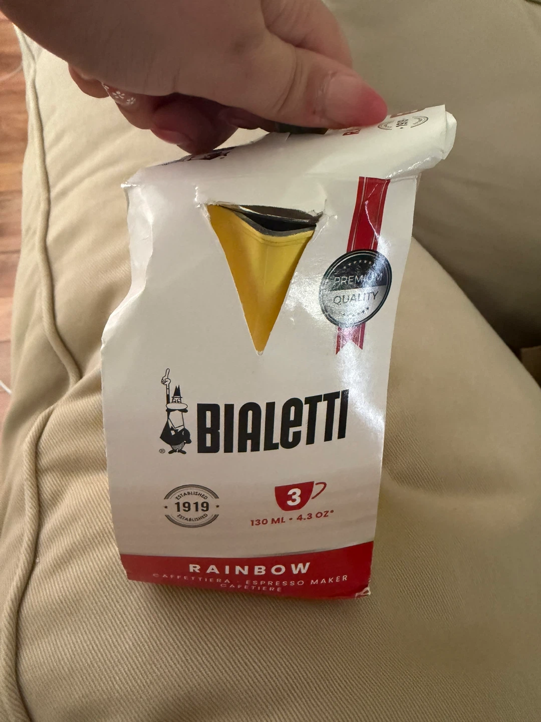 Bialetti Rainbow 3-Cup Stovetop Espresso Maker, Yellow