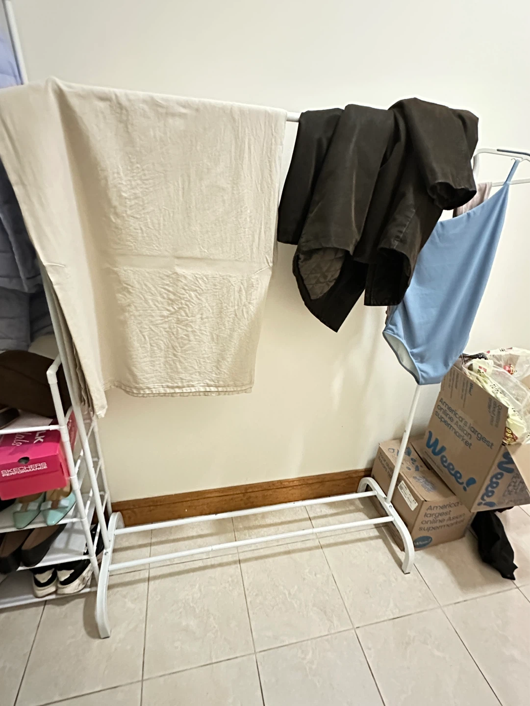 White Metal Clothes Rack