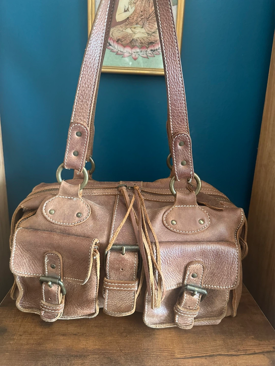 Vintage Y2k Roots Tribe Leather Satchel