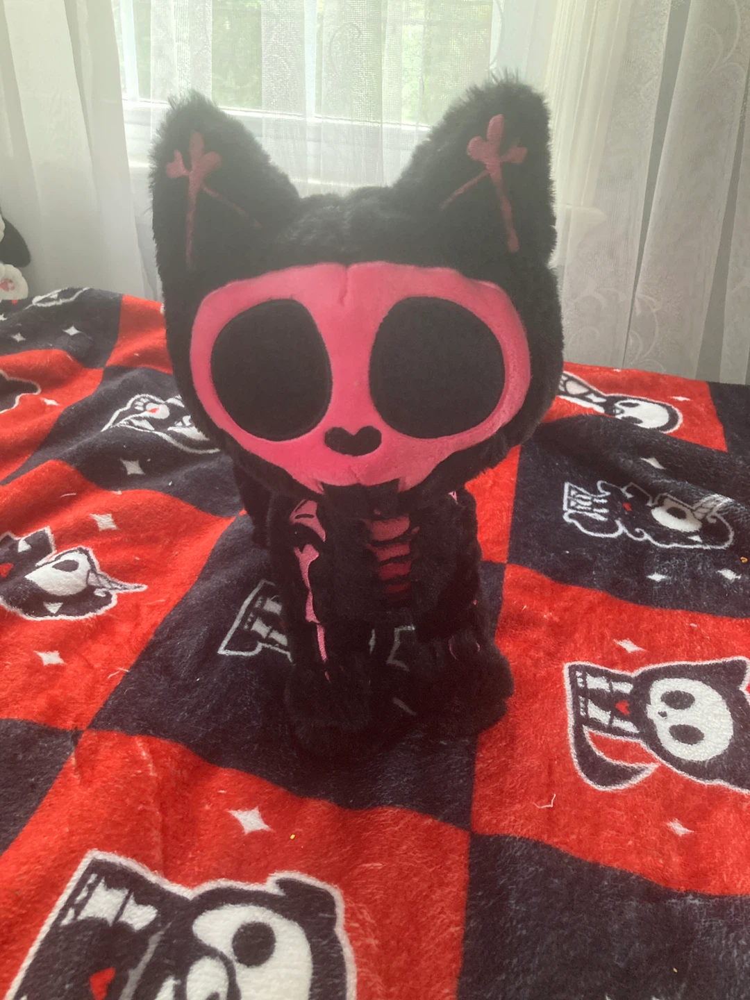 Black and Pink Skeleton Cat Plush