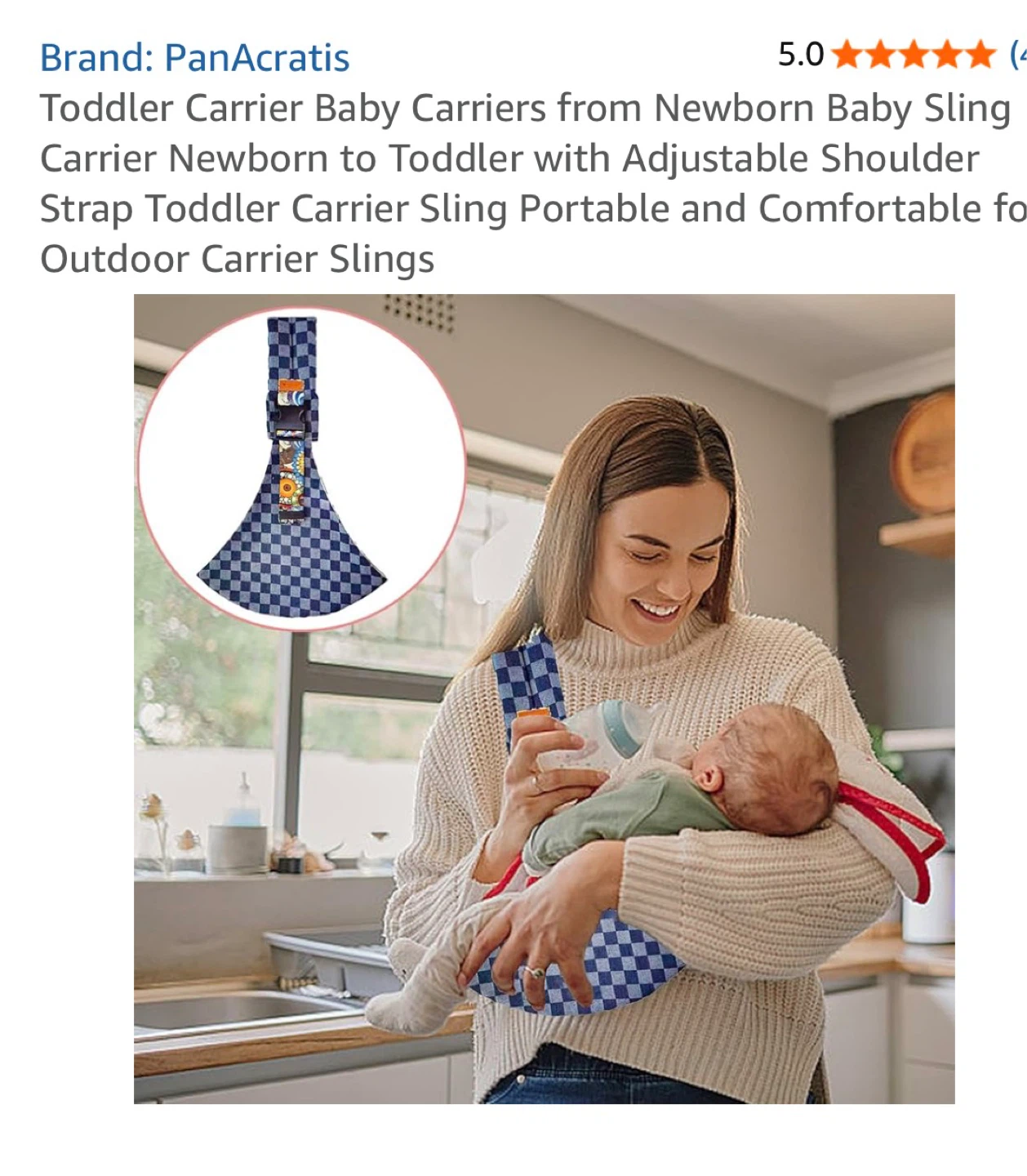 PanAcratis Toddler Baby Carrier Sling - Blue Checkered - photo 2