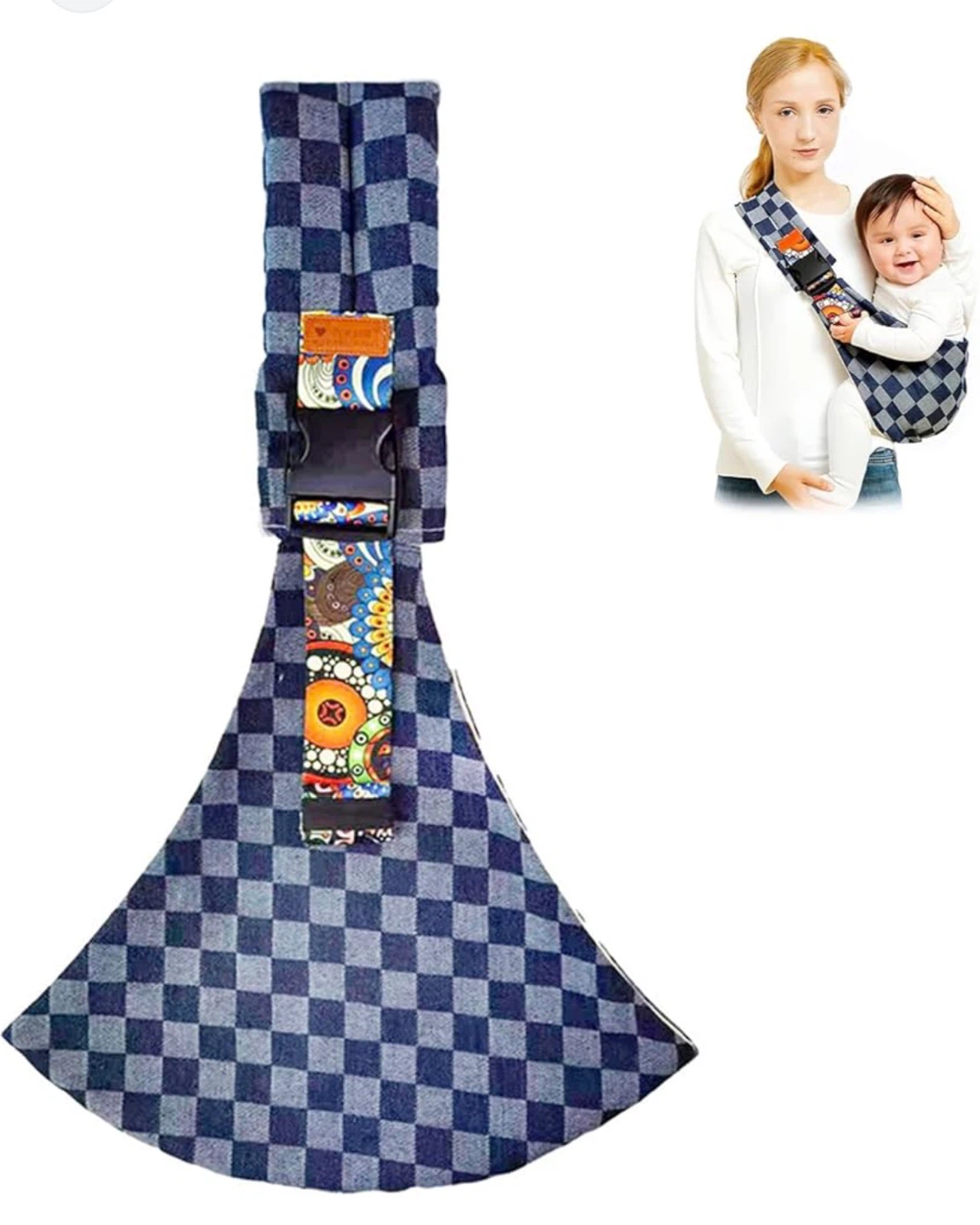 PanAcratis Toddler Baby Carrier Sling - Blue Checkered - photo 3