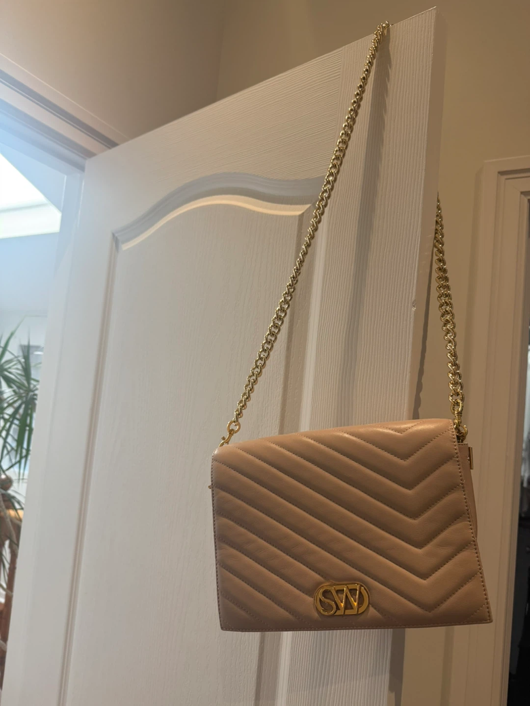 Blush Stuart Weitzman Quilted Leather Chain Shoulder Bag - photo 3