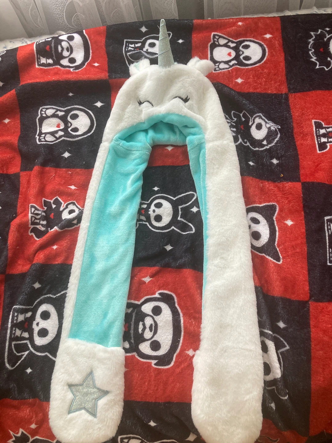 Unicorn Hood Scarf with Mittens