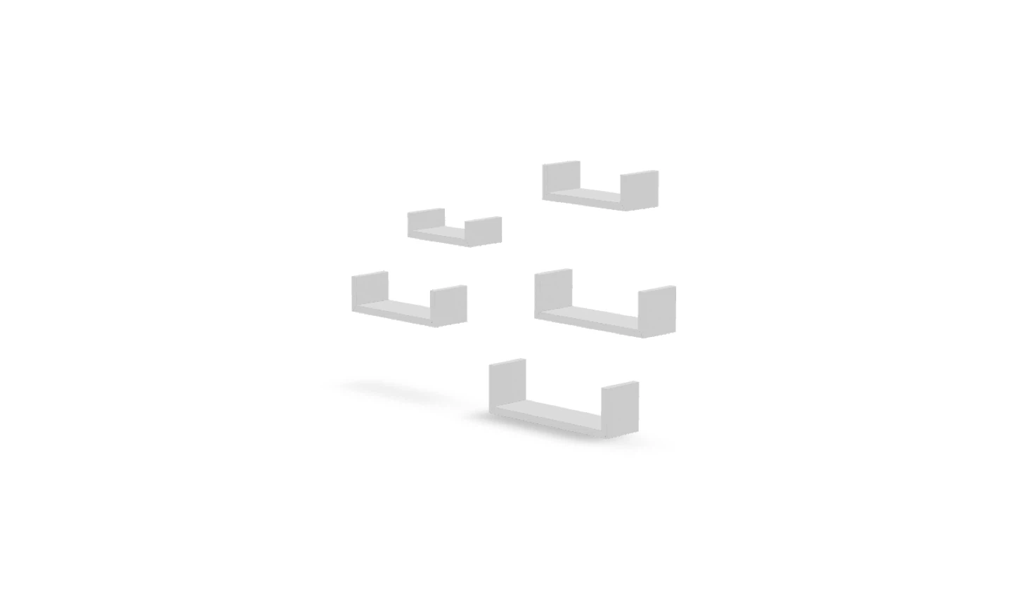 Set of 5 White U-Shaped Floating Shelves