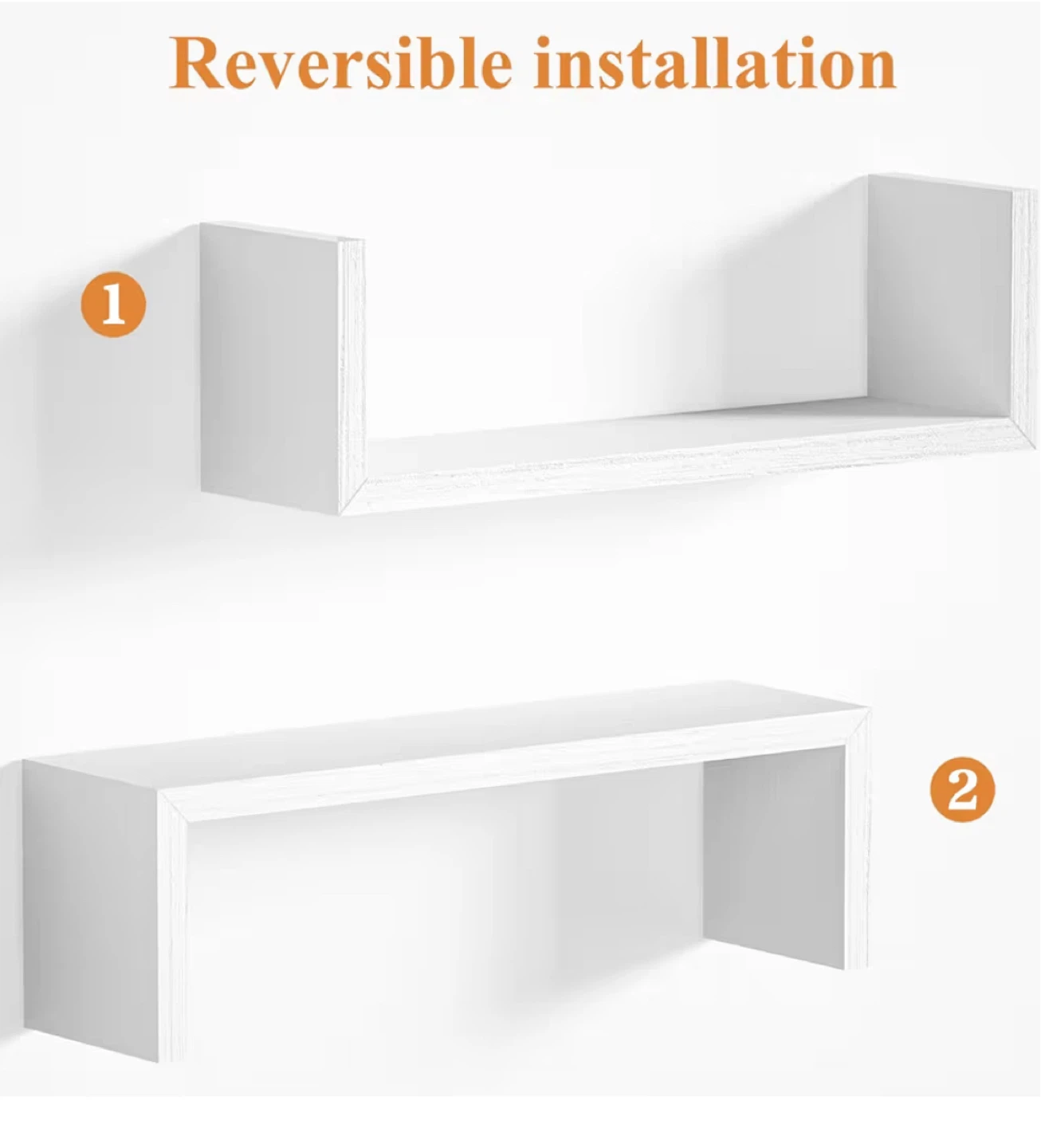 Set of 5 White U-Shaped Floating Shelves - photo 3