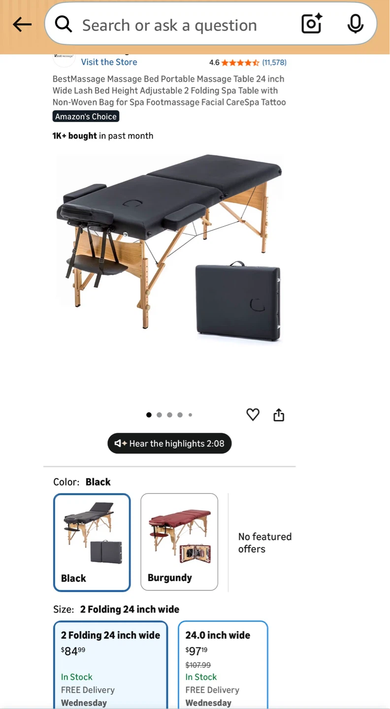 BestMassage Portable Massage Table 2 Folding 24 inch Wide - photo 3