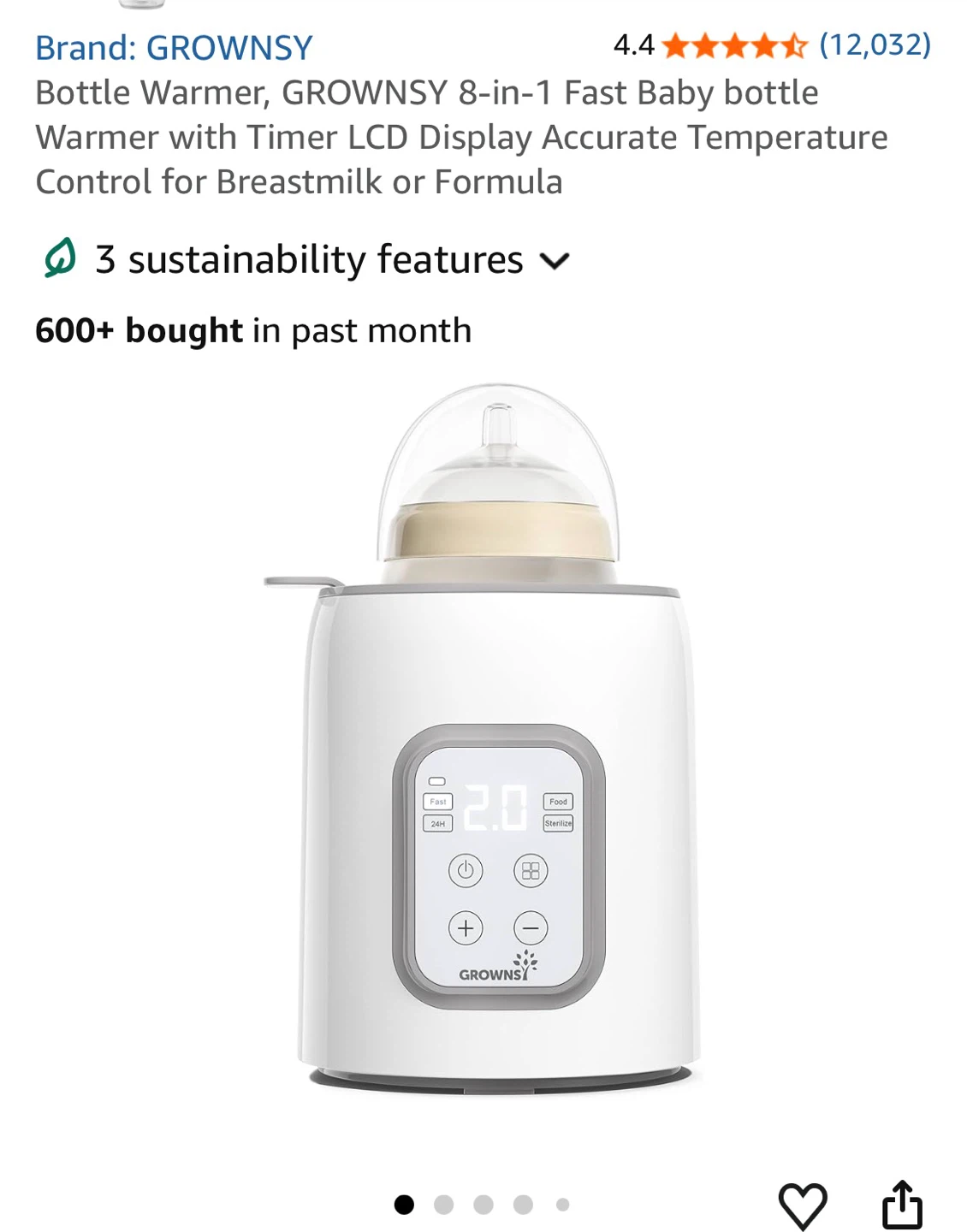 New Grownsy 8-in-1 Fast Baby Bottle Warmer with Timer