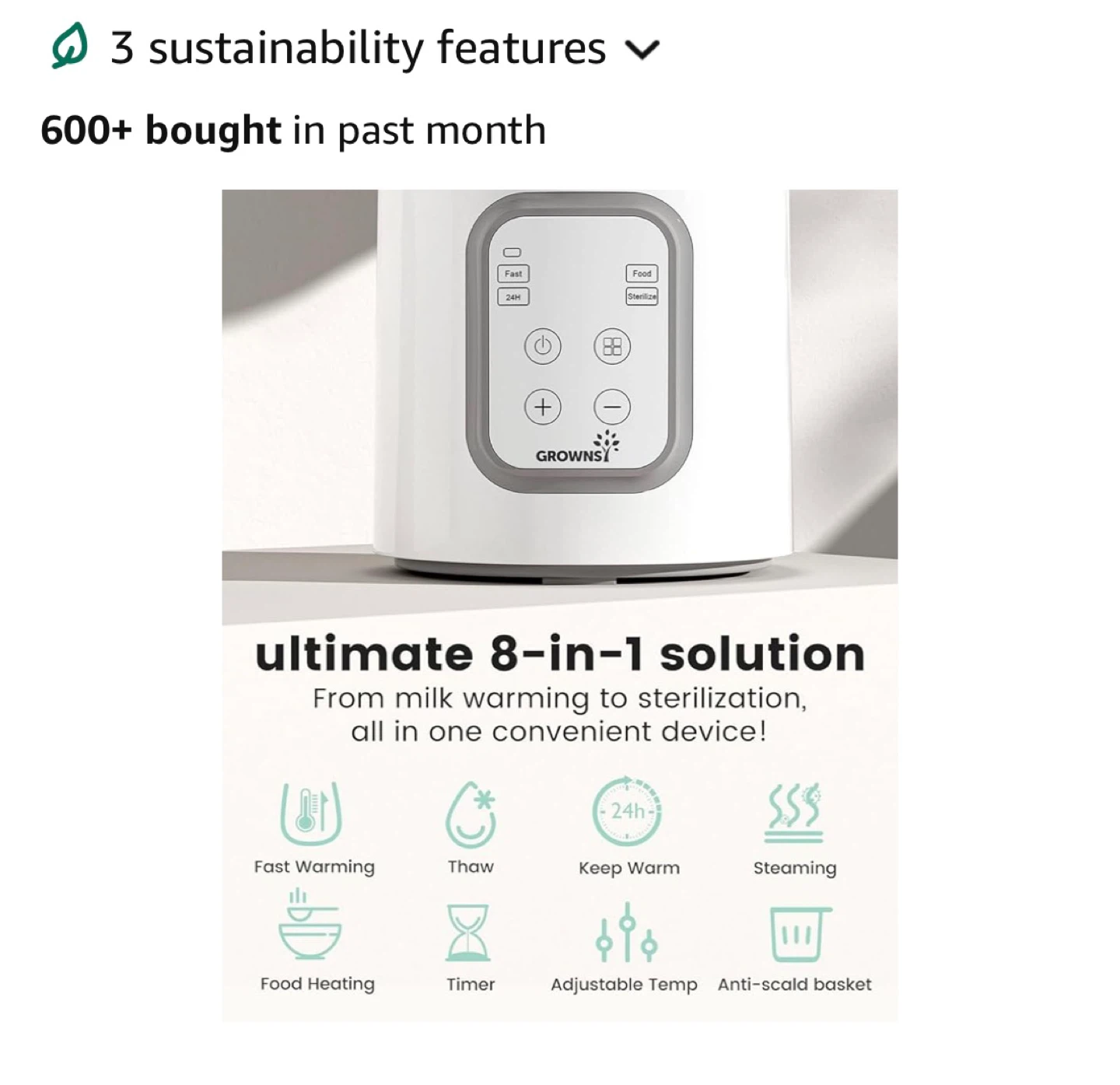 New Grownsy 8-in-1 Fast Baby Bottle Warmer with Timer - photo 2