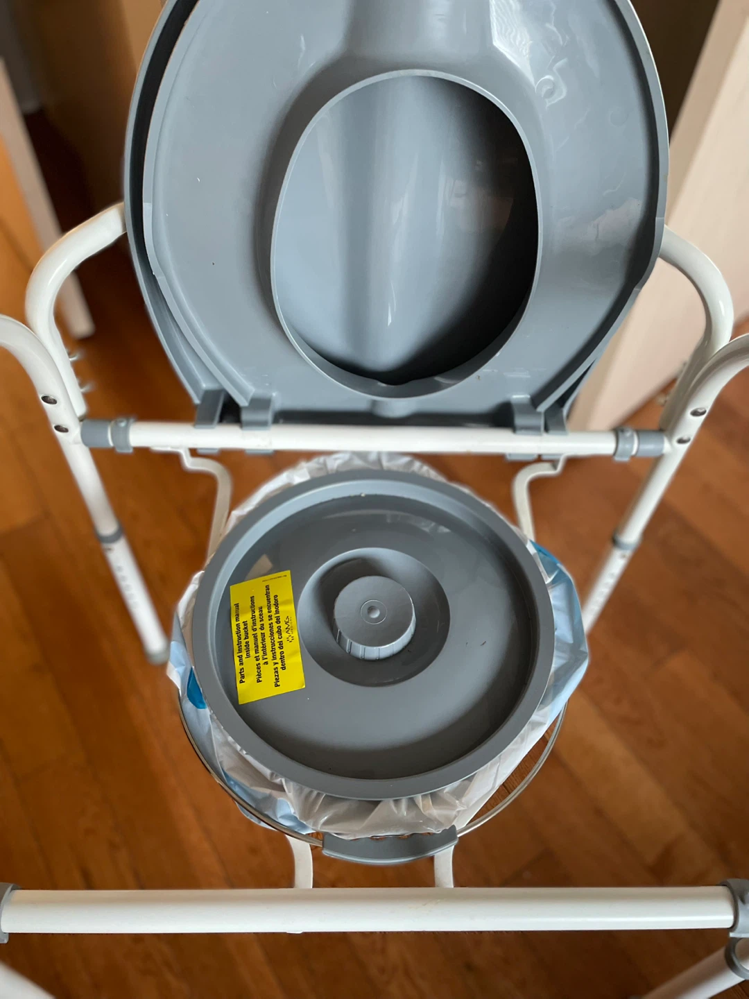 Grey Commode Chair with Armrests - New - photo 3