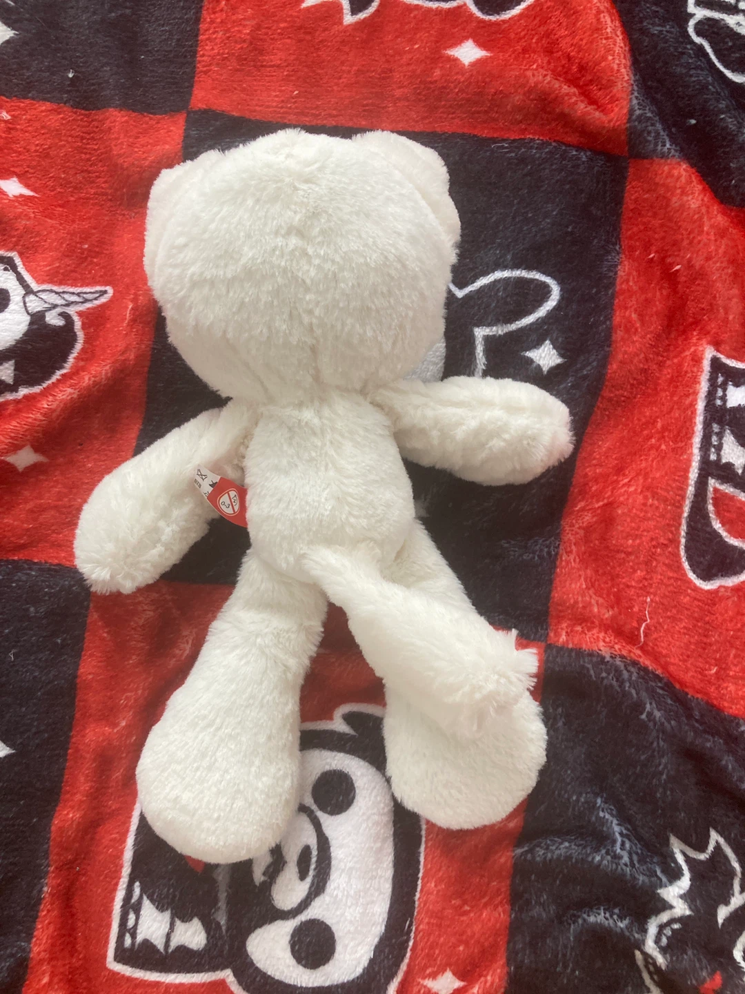 White Plush Cat Toy with Pink Ears and Heart - photo 2