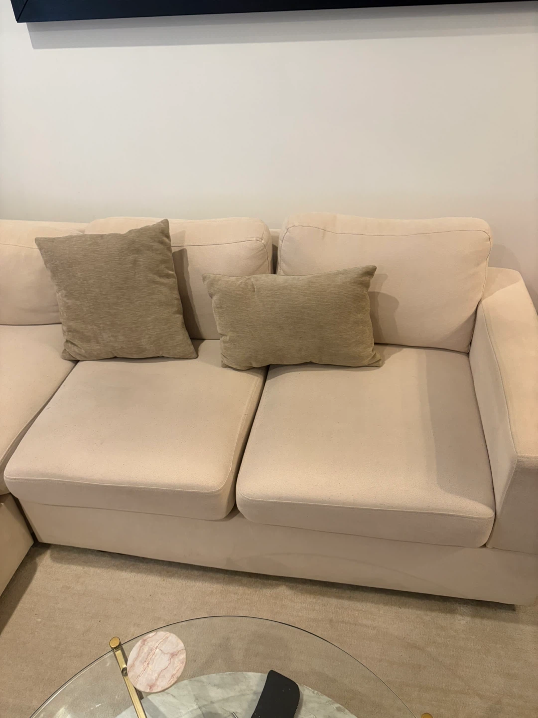Cream Sectional Sofa with Chaise - photo 4