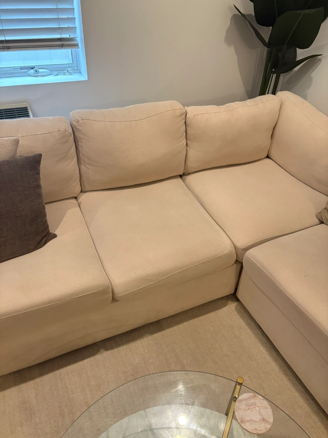 Cream Sectional Sofa with Chaise - photo 3