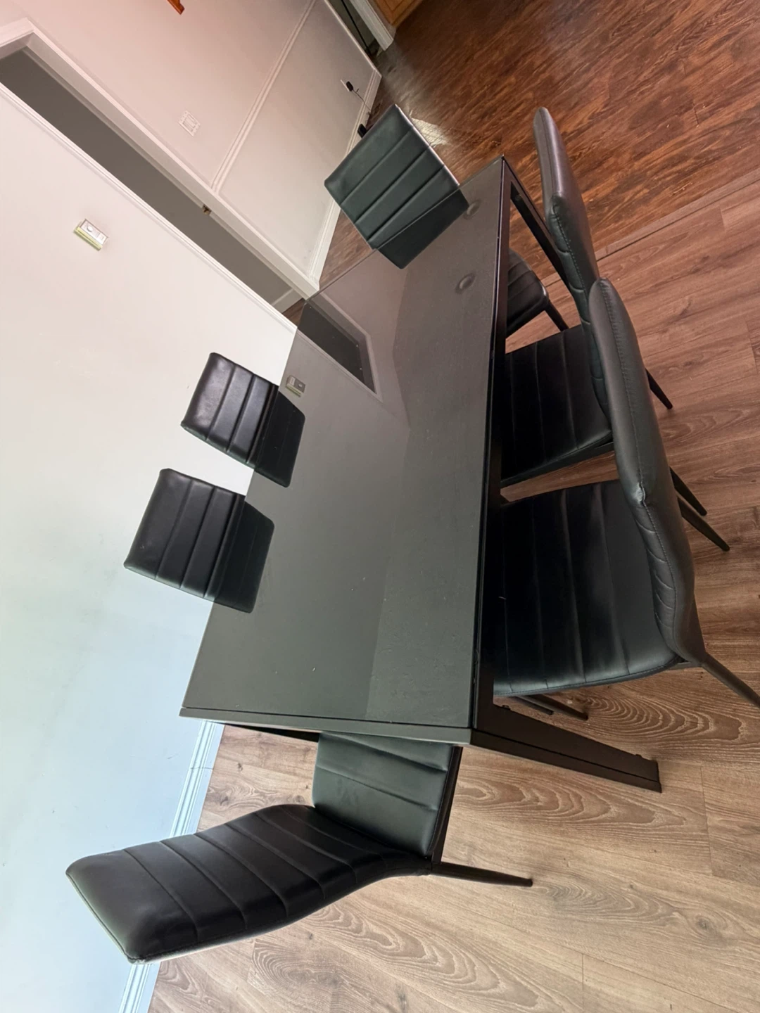 Black Glass Dining Table with 4 Chairs