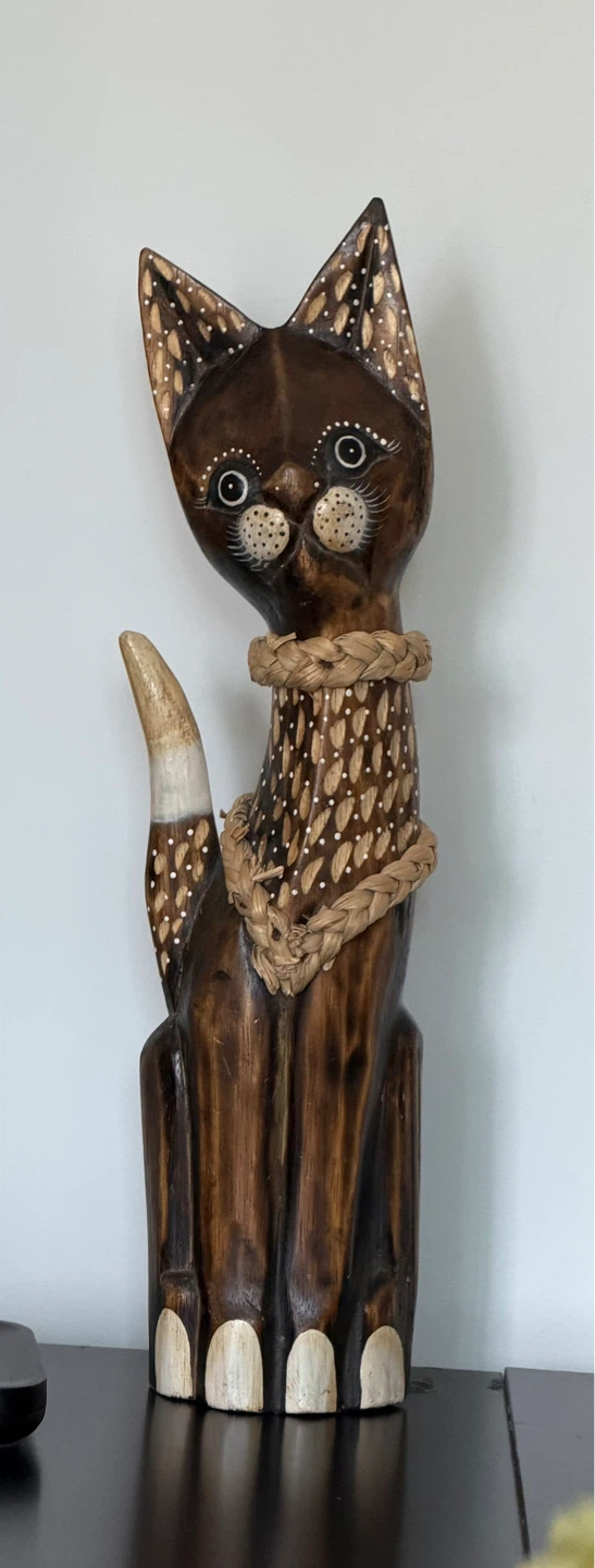 Wooden Cat Figurine