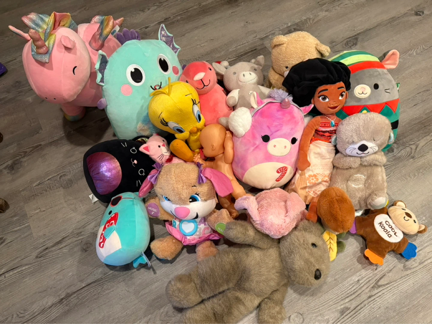 Assorted Plush Toys - Moana, Tweety Bird, Unicorns & More