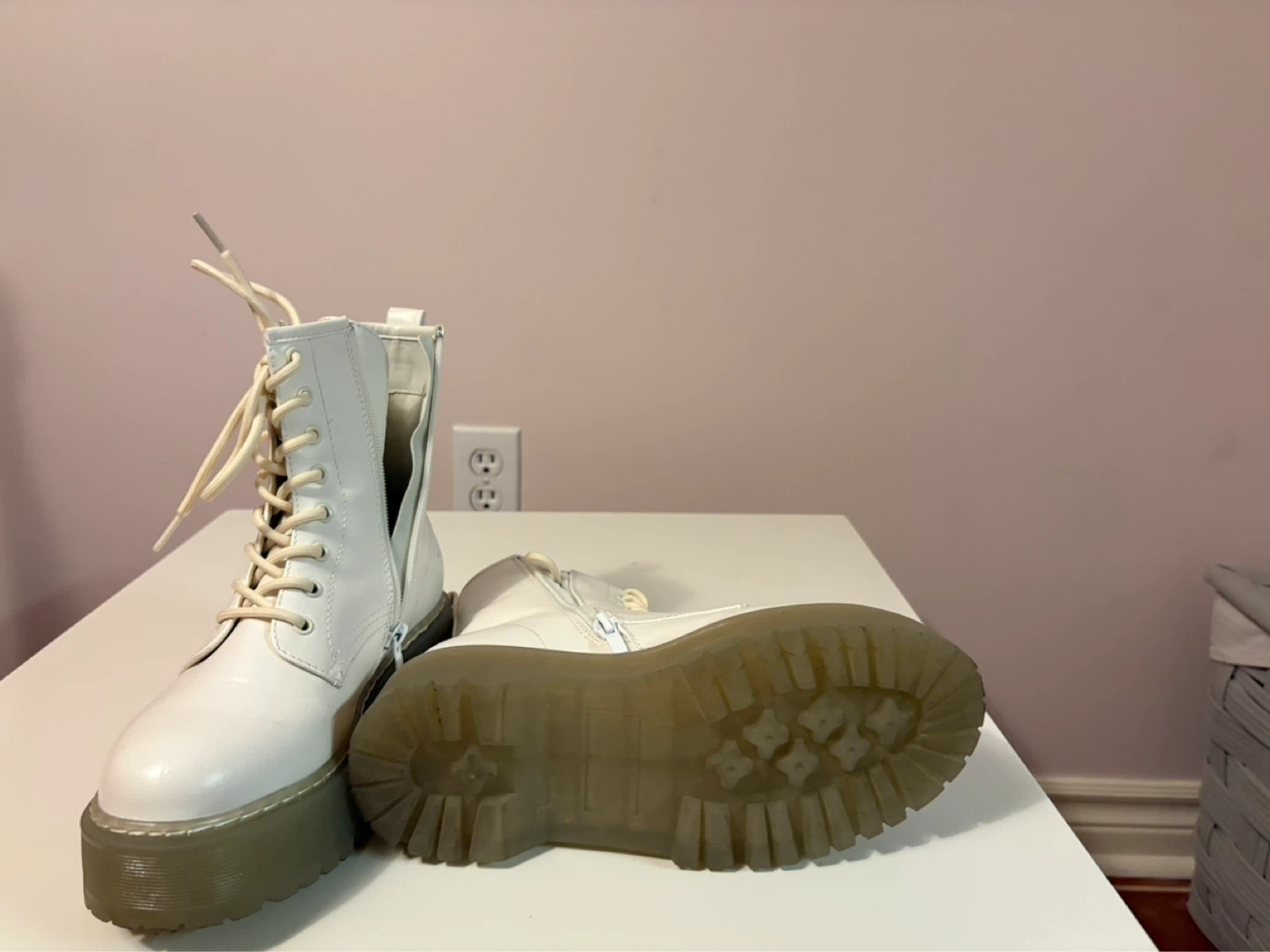 White Platform Combat Boots - photo 2