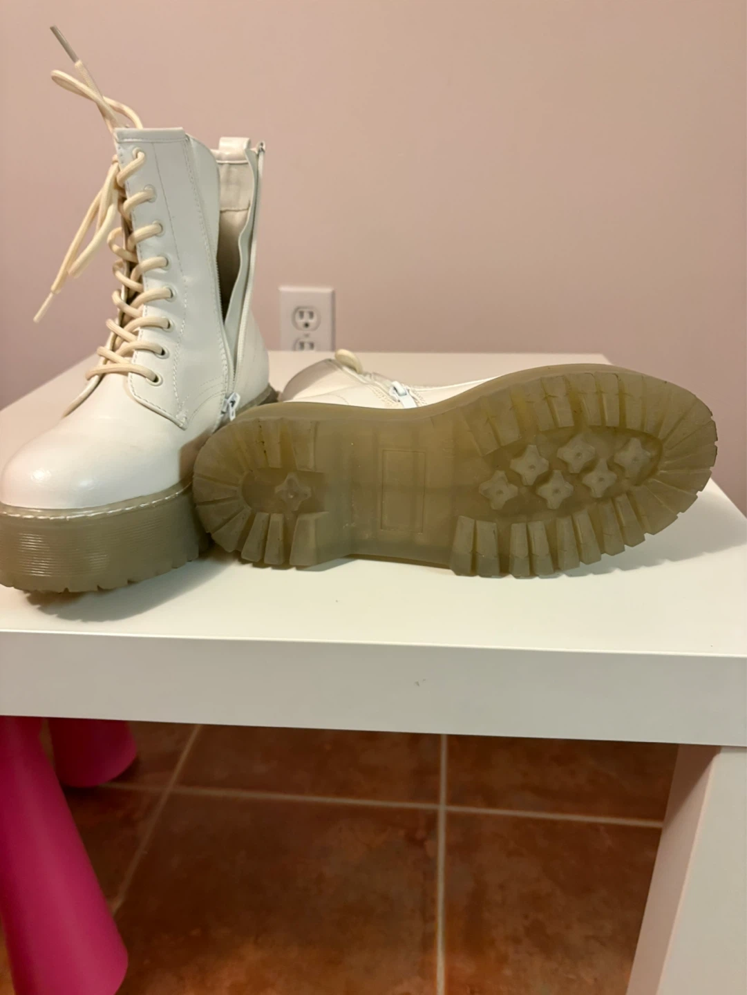 White Platform Combat Boots - photo 3