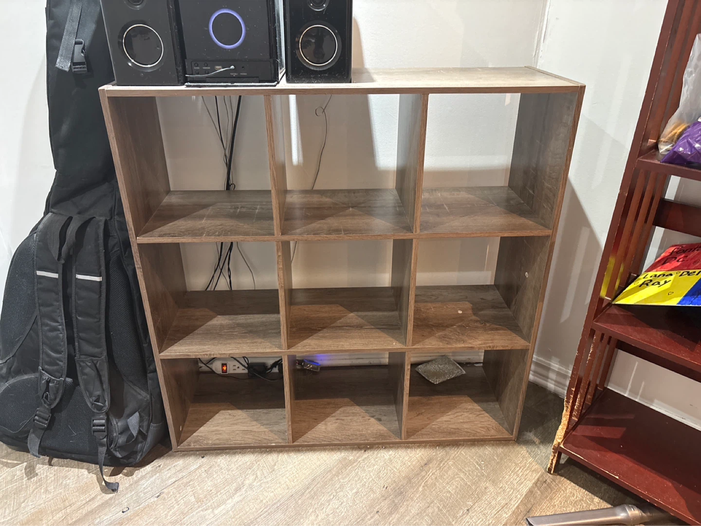9 Cube Storage Shelf Unit - Brown Wood Finish