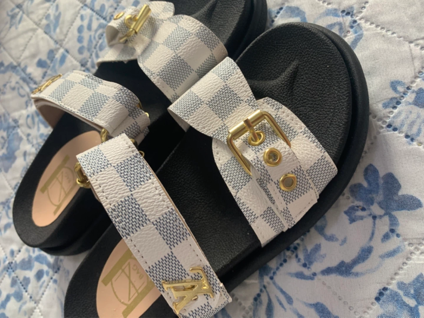 Louis Vuitton Damier Azur Canvas Slide Sandals - photo 2