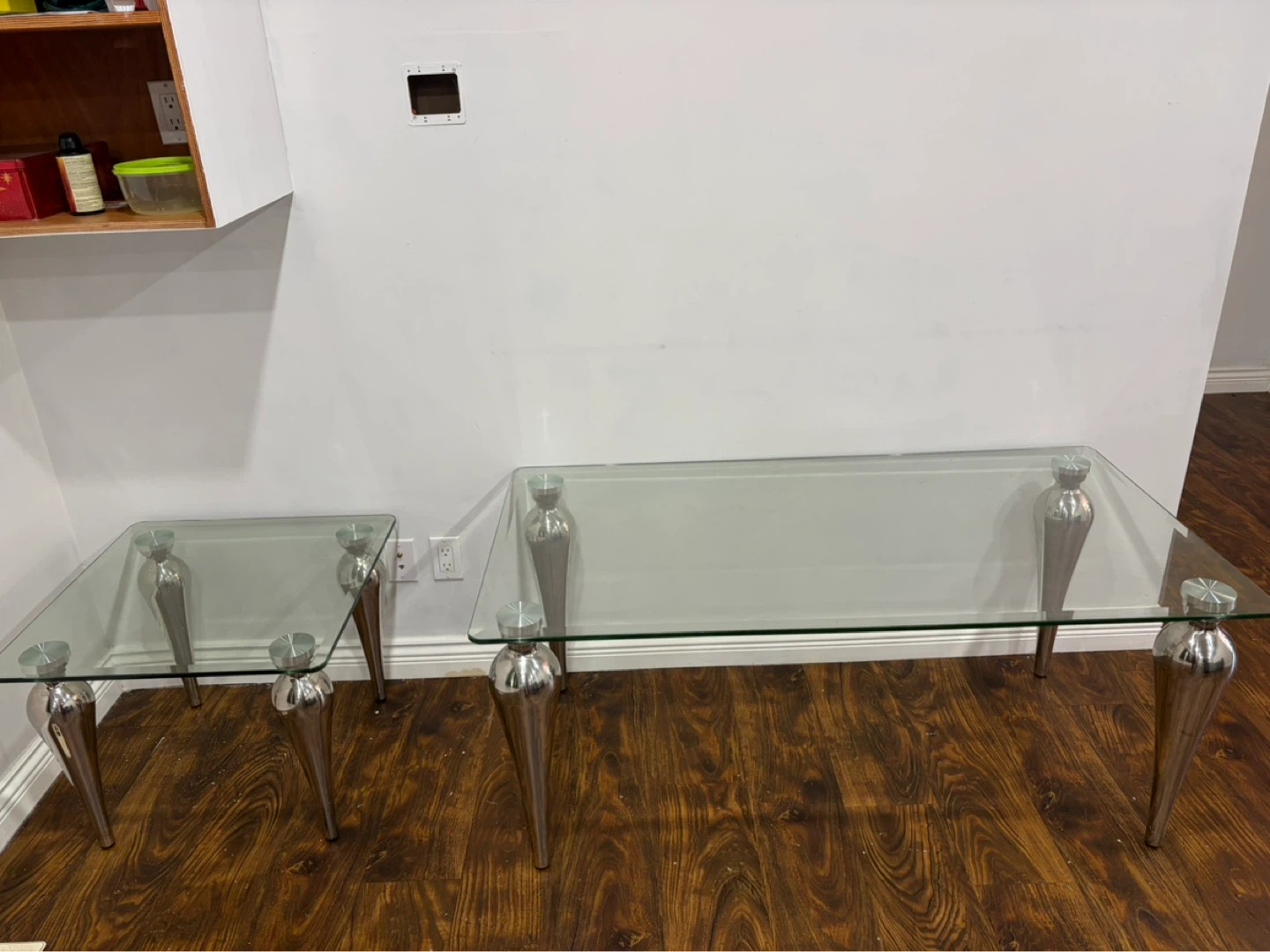 Grey Tufted Sofa and Glass Coffee Tables - photo 4