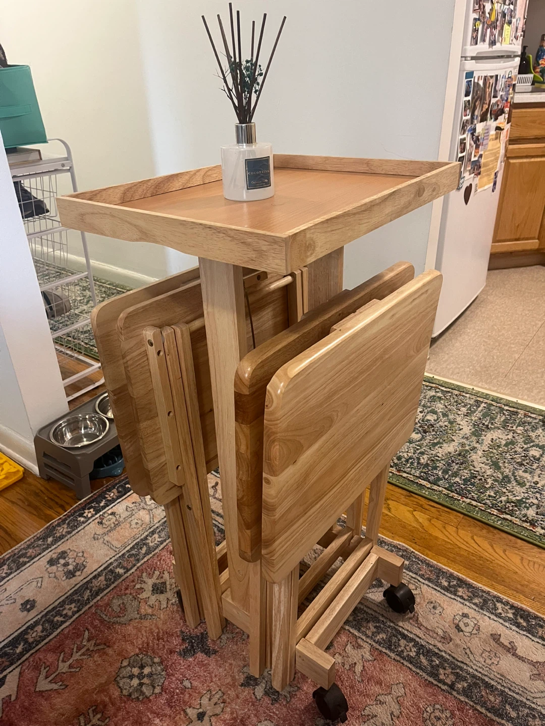 Wooden Tray Table Set with Stand